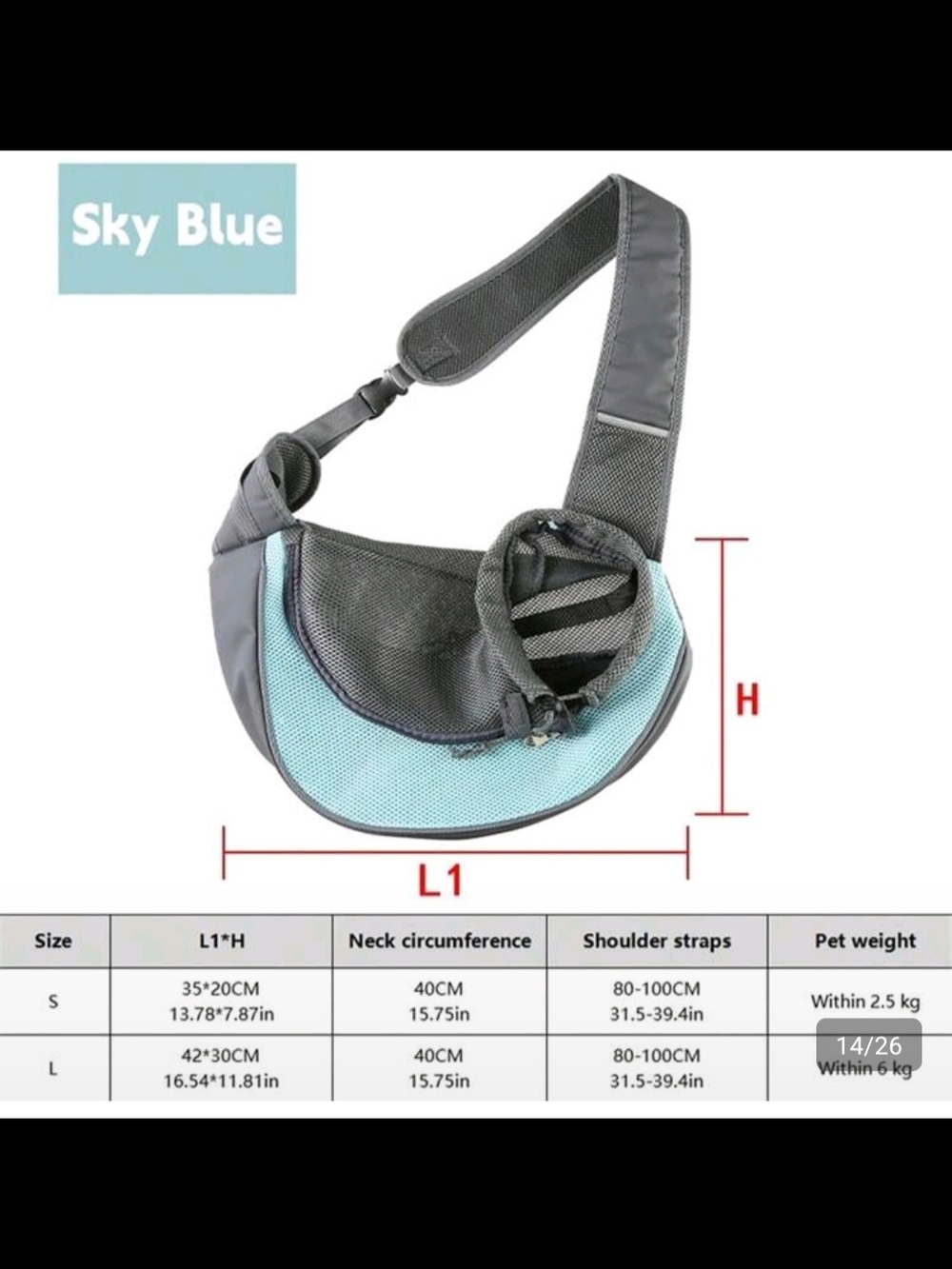 Hands-Free Pet Sling Carrier - Sky Blue